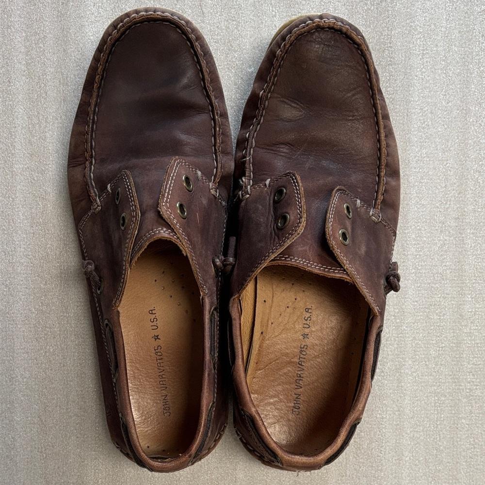 John Varvatos Dark Brown Leather Boat Shoes